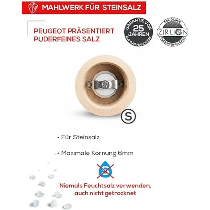PEUGEOT Bistro Chef Salzmühle, 10 cm Edelstahl, präzises Mahlen mit stufenloser Körnungseinstellung – Bild 6