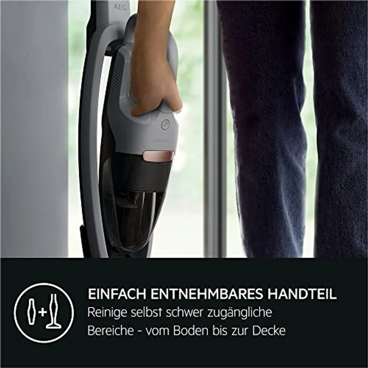 AEG ULTIMATE 5000 ANIMAL AS52AB18UG Akku-Staubsauger / 2in1 / leise 79 dB(A) / 58 % Recyclingmaterial / bis zu 45 Min. Laufzeit / Automatik / freistehend / Tierhaarentfernung / inkl. Zubehör / grau – Bild 3