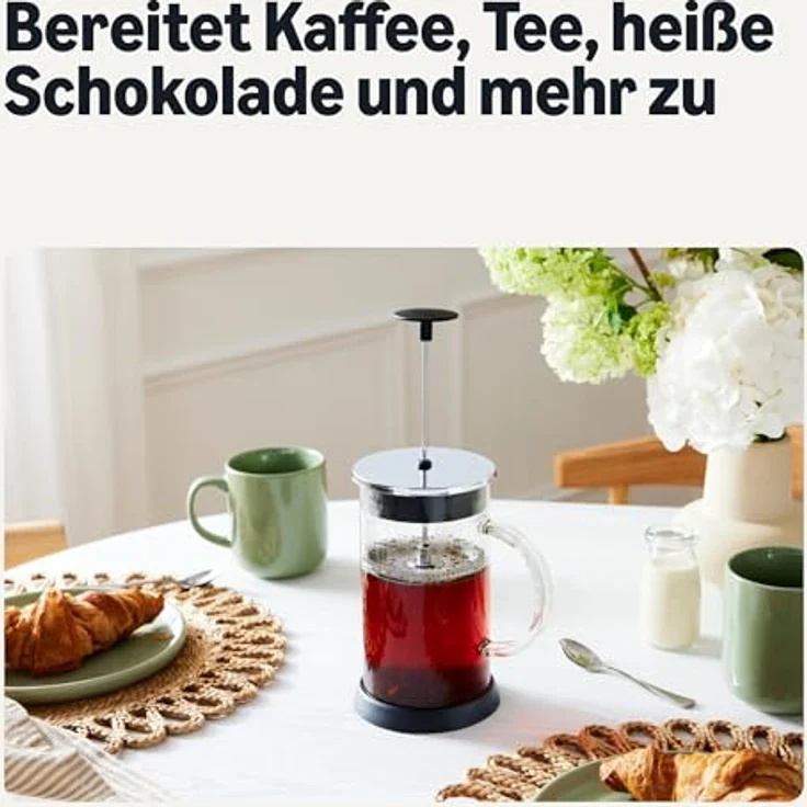 Amazon Basics French Press-Kaffeebereiter, 1 L, Borosilikatglas mit abnehmbaren spülmaschinenfesten Teilen, dreifaches Filtersystem – Bild 5