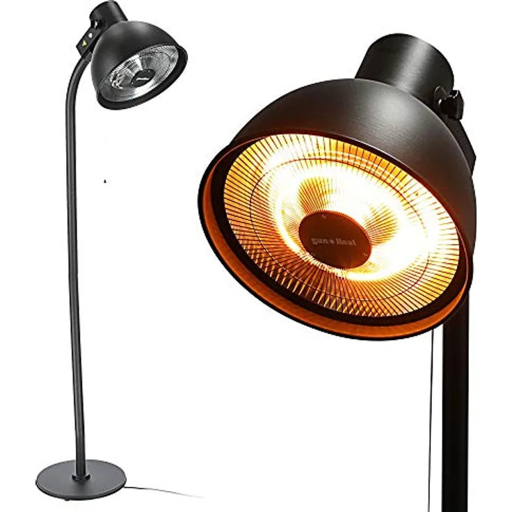 Cepewa Elektro Terrassen Heizstrahler | Halogenheiztechnologie | 3 Heizstufen | Spritzwasserschutz | Design Heizpilz Ø 50cm - Preisvergleich