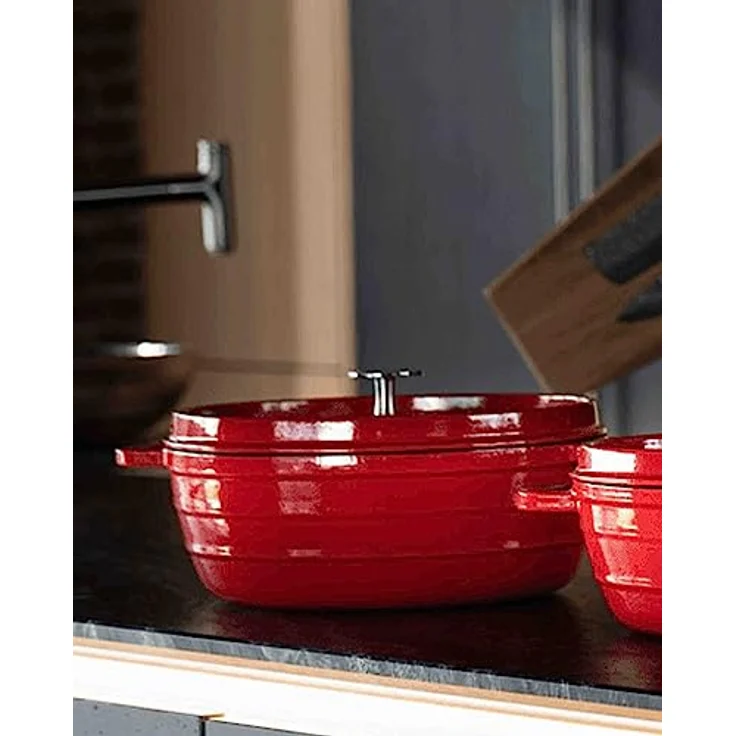 Sallys 'Ela' Deluxe Gusseisentopf - Robustes und Hochwertiges Kochjuwel für Perfektes Garen (Lava Red) – Bild 4