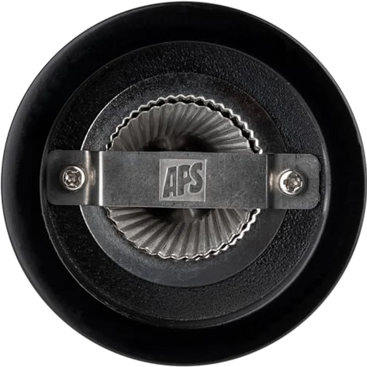 APS Gewürzmühle Salz, ca. 17 cm manuell, Akazienholz, Edelstahl Mahlwerk, handlich 17 cm Größe – Bild 2
