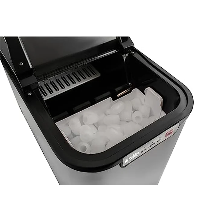 Ruhhy Eismaschine Eiswürfelmaschine - Professionelle Eismaschine 12 kg/Tag, LED-Anzeige, transparente Abdeckung - Weiß – Bild 3