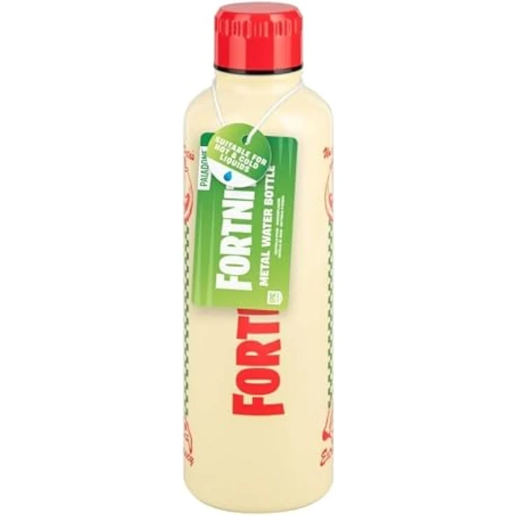 Paladone Fortnite Uncle Pete's Pizza Pit Metall-Wasserflasche, 500 ml, wiederverwendbare Edelstahlflasche mit Schraubverschluss, offizielles Gaming-Merchandise für Teenager – Bild 1
