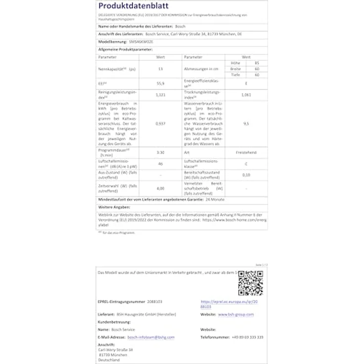 Bosch SMS46KW02E, freistehender Geschirrspüler, 13 Maßgedecke, 46 dB, Rackmatic, Hygiene+ Funktion, weiß, 9,5 l Wasserverbrauch – Bild 5