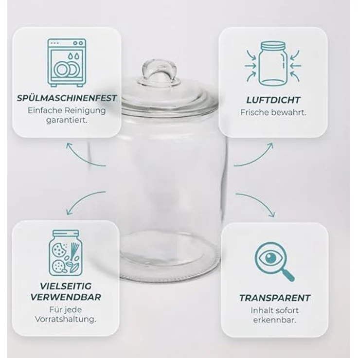 Relaxdays Vorratsglas mit Deckel, transparenter Vorratsbehälter für Lebensmittel – Bild 7