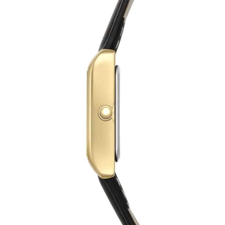 Eastside Damen Uhr 10080150, analoge Quarzwerk-Uhr mit rechteckigem Gehäuse, schwarzem Echtlederarmband und Mineralglas – Bild 4