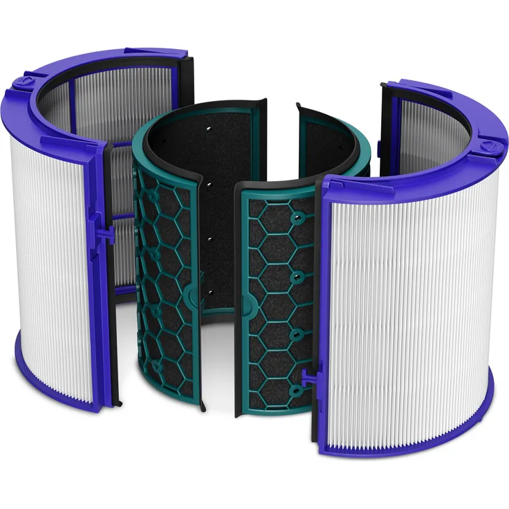 VIOKS Filterset passend wie Dyson 969048-02 Pure Cool Pure Hot+Cool Luftreiniger, Flachfaltenfilter Kohlefilter, Schwarz/Anthrazit