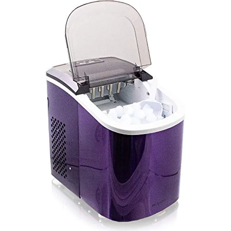 Mulano Eiswürfelmaschine Edelstahl Eiswürfelbereiter Ice Maker Icemaker (Violett)