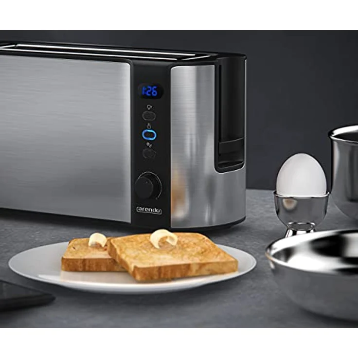 Arendo Automatik Toaster Langschlitz - mit Defrost Funktion - warmhaltende Doppelwandkonstruktion - Automatische Brotzentrierung - Aufsatz - herausziehbare Schublade - GS-zertifiziert – Bild 8