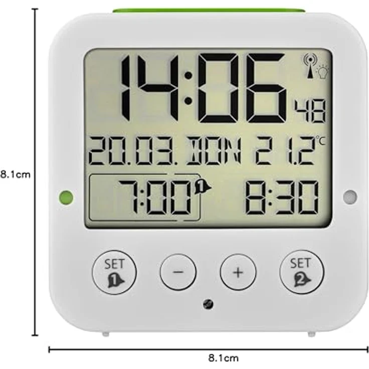 TFA Dostmann Funkwecker Bingo TFA 60.2528 digitaler Reisewecker, mit Funkuhr, 2 Weckalarmen und automatischer Hintergrundbeleuchtung, schwarz – Bild 11