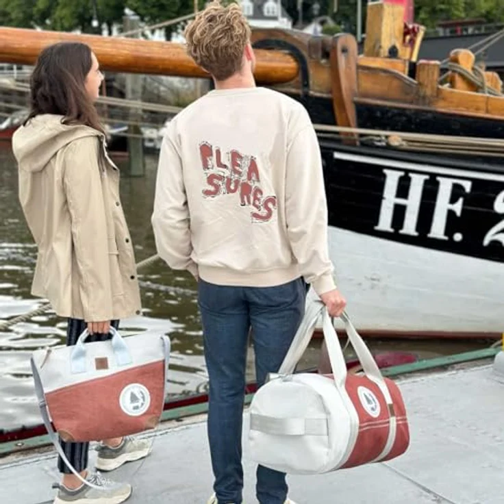 360Grad Suutje Umhängetasche aus recyceltem Segeltuch, weiß blau, 16L, leichtgewicht 0,4 kg – Bild 4