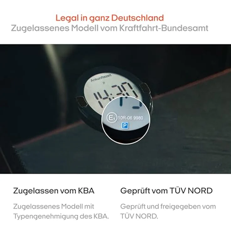 OOONO P-DISC NO2, Elektronische Parkscheibe mit automatischer Zeiteinstellung, zugelassen vom KBA, 2 Jahre Batterielaufzeit, elektrisch – Bild 4