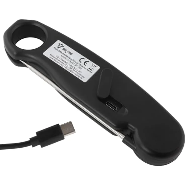 BBQ-Toro Grillthermometer wiederaufladbar mit LCD Display, digitales Fleischthermometer -50 °C bis 300 °C, kabellos, Kerntemperaturmesser mit Edelstahlsonde und Auto-off-Funktion – Bild 4