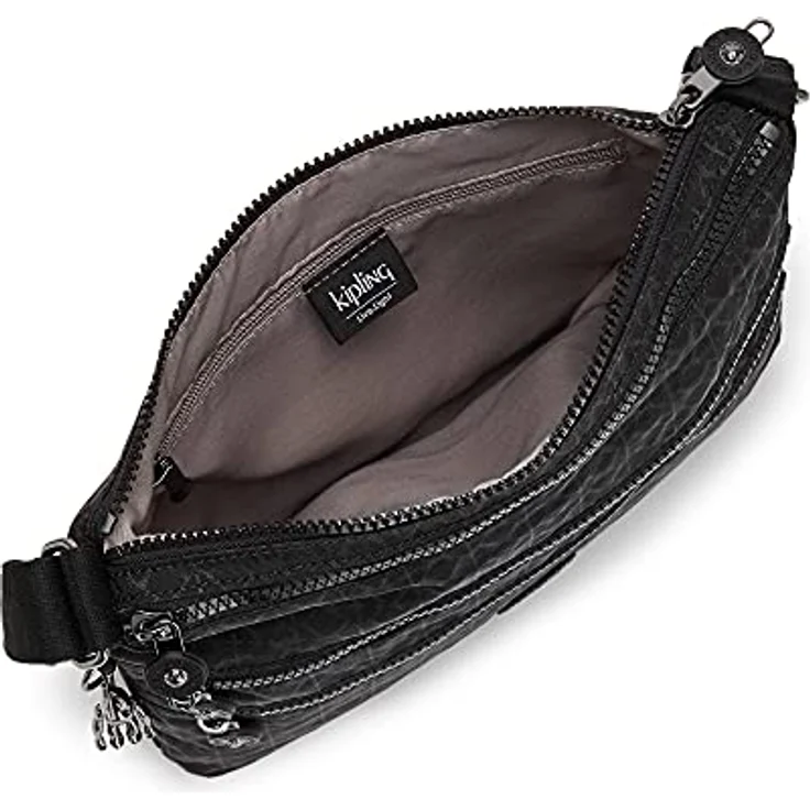 Kipling Basic Plus Alvar, Unisex Umhängetasche mit verstellbarem Schultergurt, 32 cm, Schwarz, mit drei Reißverschlussfächern – Bild 4