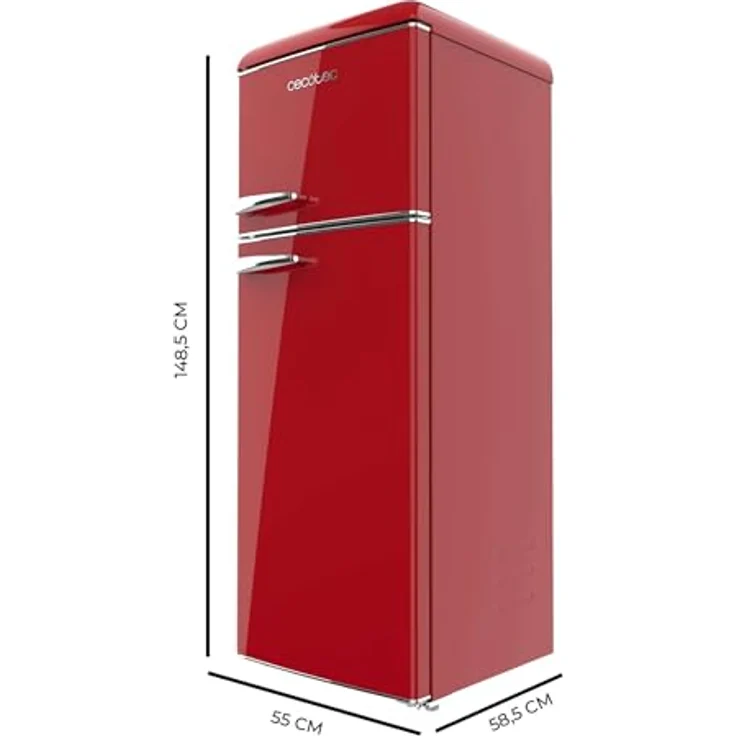 Cecotec Bolero CoolMarket 2D Origin 215 Red E, Retro Kühlschrank mit 215 L, 2 Türen, Temperaturkontrolle, LED-Beleuchtung, verchromter Griff, Rot – Bild 2