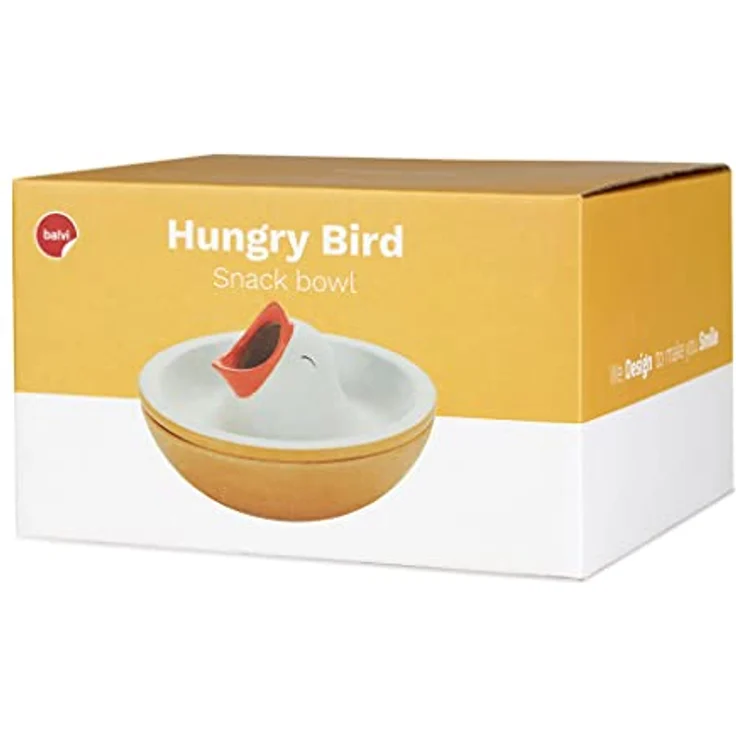 Balvi Snackschale Hungry Bird, 10,5 x 16 cm Keramik, weiß/beige mit Innenfach für Nussschalen und Olivenkerne – Bild 2
