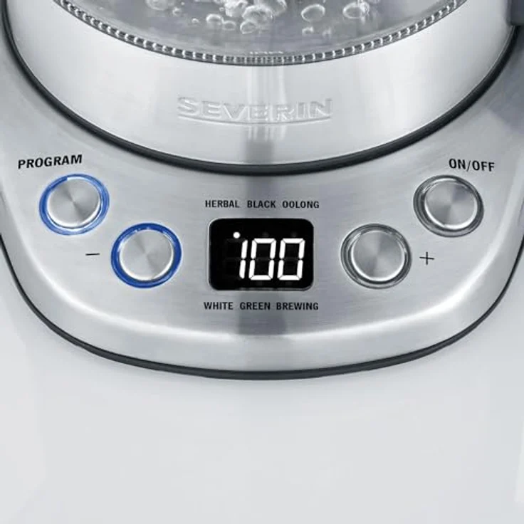 SEVERIN WK 3473 Glas-Tee--Wasserkocher Deluxe Mini (ca. 2.200 W, mit Temperaturregler, Für 1 L Wasser-0,75 L Tee) edelstahl-schwarz – Bild 6