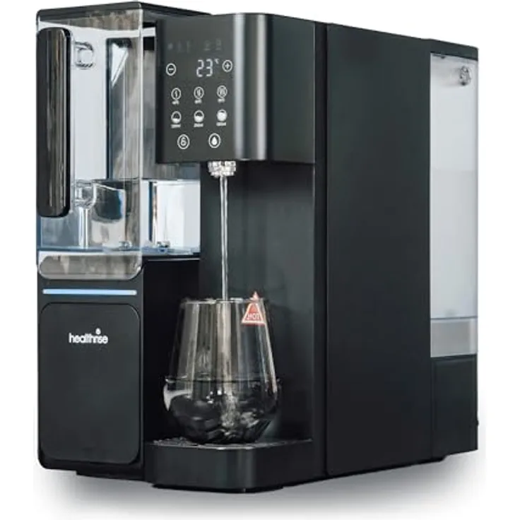 Health Rise Pure Water Pro Umkehrosmose Wasserfilter mit Heißwasserspender, 4,5 Liter Tank, schwarz