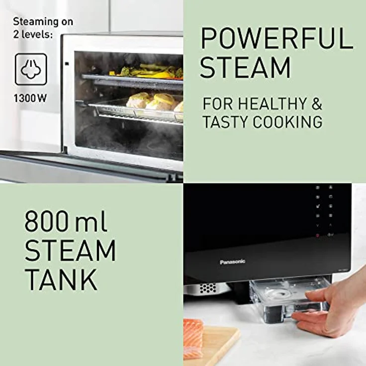 Panasonic NN-CS88LBEPG 4 in 1 Mikrowelle mit Grill, Dampfgaren, Standgerät, 31 Liter Garraum, 1000 Watt – Bild 3