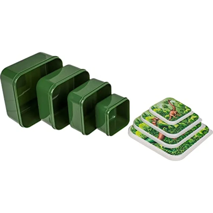 ootb Brotdosen Lunchbox Brotbüchsen »Dinosaurier« Schule Kindergarten Vesper 4er Set – Bild 5