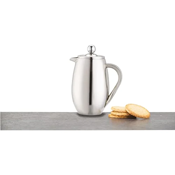 La Cafetière Edelstahl doppelwandige isolierte Cafetière 3 Tassen, für heißen Kaffee, spülmaschinenfest, 10 Jahre Garantie, Silber – Bild 3
