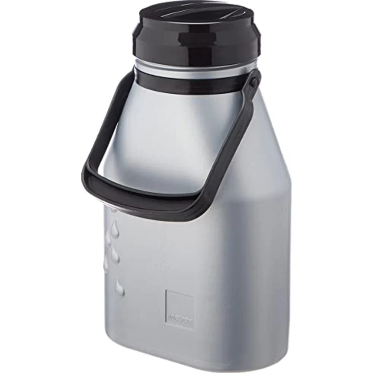 Metrox Milchkanne, auslaufsicher, 2 Liter, BPA/BPS-freier Kunststoff, Schraubdeckel, silber – Bild 1