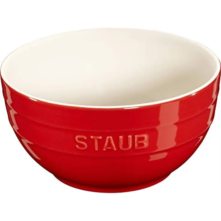 Staub Keramik Rührschüssel, 1,2 l Volumen, rund, Ø 16,5 cm, kirschrot, mit Geschenkkarton