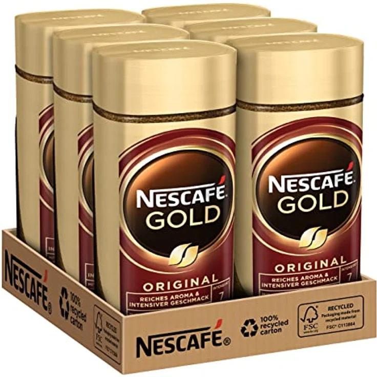 Nescafé Gold Original, löslicher Bohnenkaffee aus erlesenen Kaffeebohnen, koffeinhaltig, vollmundig & aromatisch, Menge: 6er Pack (6 x 200 g) – Bild 2