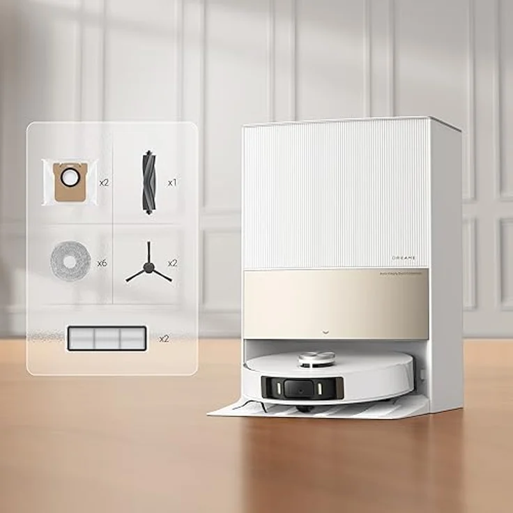 Dreame Zubehörset kompatibel mit L20 Ultra, 3 Paar Wischpads, 2 Staubboxfilter, 1 Hauptbürste, 2 Seitenbürsten und 2 Staubbeutel, Staubsauger-Zubehör – Bild 2