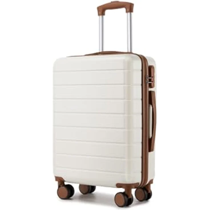 Shavont Handgepäck Koffer M, 55x40x20 cm, Hartschalenkoffer aus leichtem ABS mit 4 leisen 360° Doppelrollen und integriertem Schloss, cremefarben – Bild 1