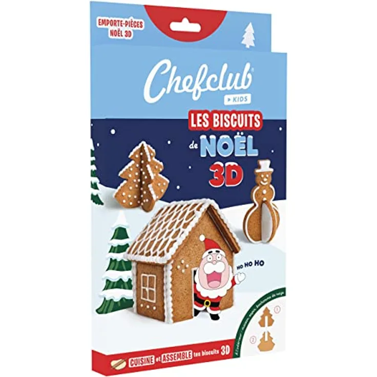 Chefclub Kids Ausstechformen, 3D-Ausstechformen, Weihnachtskuchen Küche und Haus – originelle Kekse mit Ihren Kindern – Tannenbaum, Schneemann und Weihnachtsmannhaus