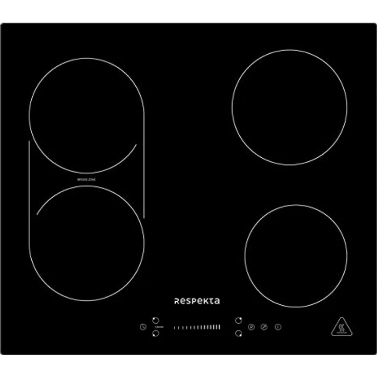 Respekta Rahmenloses Induktionskochfeld autark/Einbaukochfeld induktiv mit 4 Platten / 9 Leistungsstufen/Touch Control/Timer/Kindersicherung / 59 cm/in schwarz/KM 6600IB-28