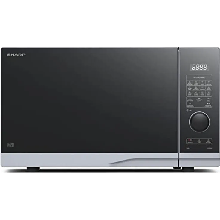 SHARP PC284AES Mikrowelle mit Grill und Konvektion (Heißluft) (Mikrowelle: 900W, Grill: 1250W, Heißluft: 2200W, 10 Leistungsstufen, Auftaufunktion, Abmessungen: 539x300x485cm), silber