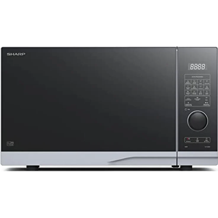 SHARP PC284AES Mikrowelle mit Grill und Konvektion (Heißluft) (Mikrowelle: 900W, Grill: 1250W, Heißluft: 2200W, 10 Leistungsstufen, Auftaufunktion, Abmessungen: 539x300x485cm), silber – Bild 1