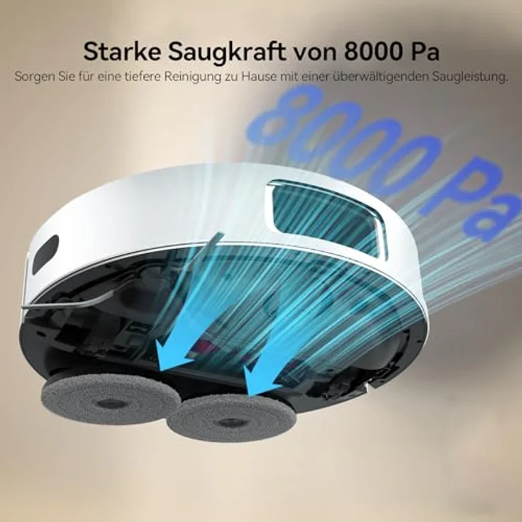 JONR T5 Pro Saugroboter, 8000Pa mit Wischfunktion, selbstreinigendem Mopp und automatischer Wischmopp-Wäsche, Weiß – Bild 3