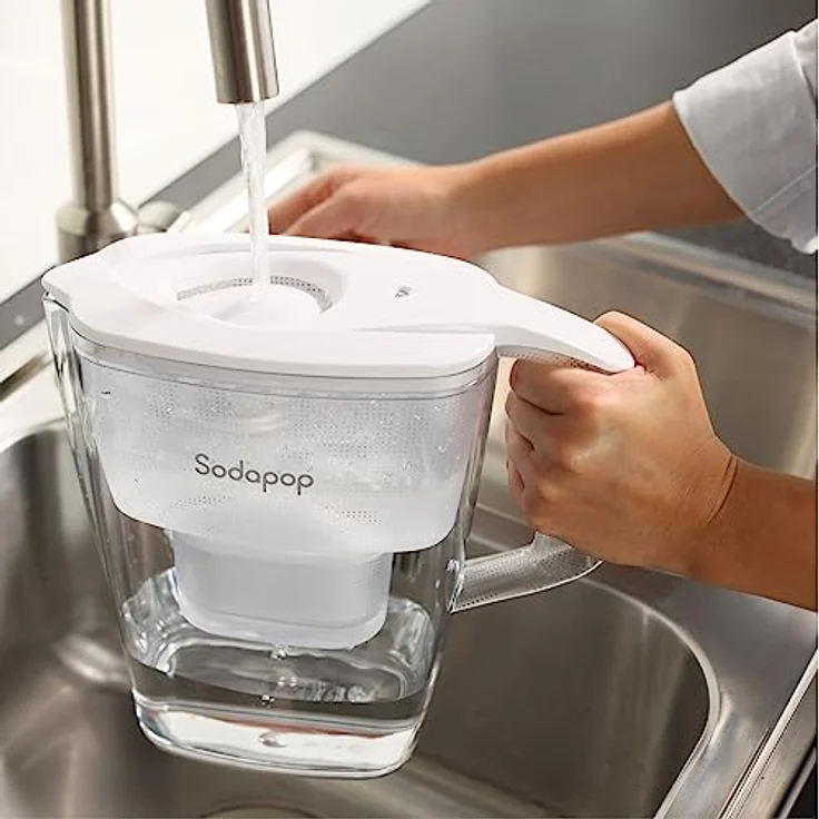 Sodapop Wasserfilter-Kanne Selina weiß inkl. 1x Filterkartuschen, 3L Kapazität, BRITA®* kompatibel, spülmaschinengeeignet – Bild 4