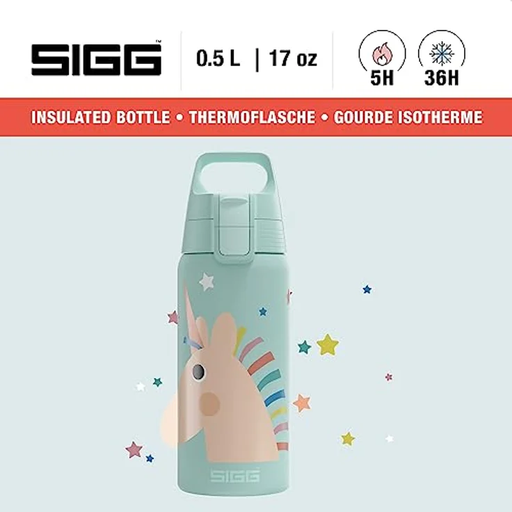 Sigg Trinkflasche, Edelstahl mehrfarbig, 0,5 L, für kohlensäurehaltige Getränke, hält 36 Stunden kalt, spülmaschinenfest – Bild 2