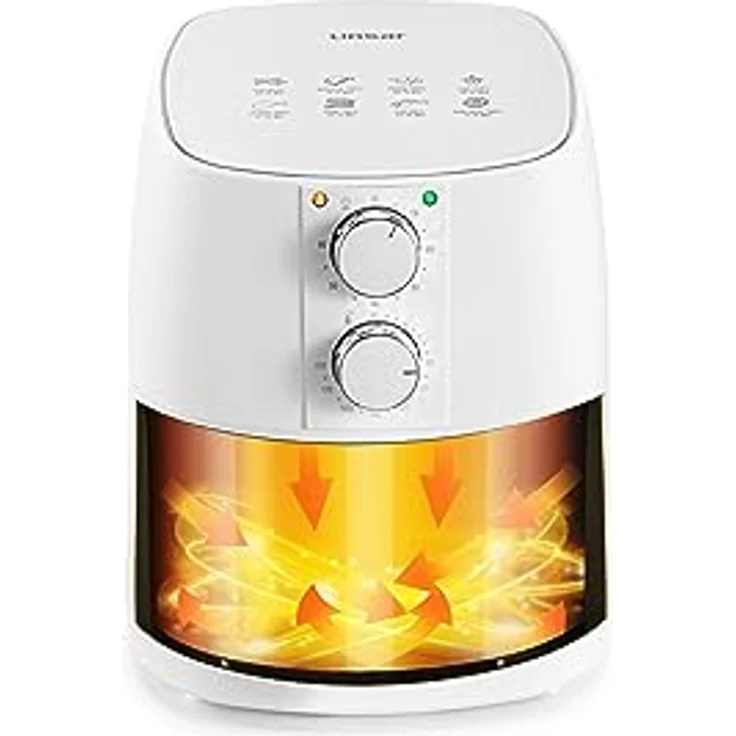Linsar Heißluftfritteuse 4L, 1400 W, manuelle Bedienung über 2 Drehregler, fettfreies Frittieren und Backen – Bild 8