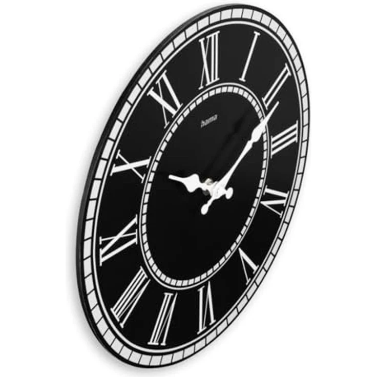 Hama Wanduhr "Rab", Vintage Wanduhr ohne Ticken, Ø 30 cm, Schwarz, geräuscharm – Bild 3