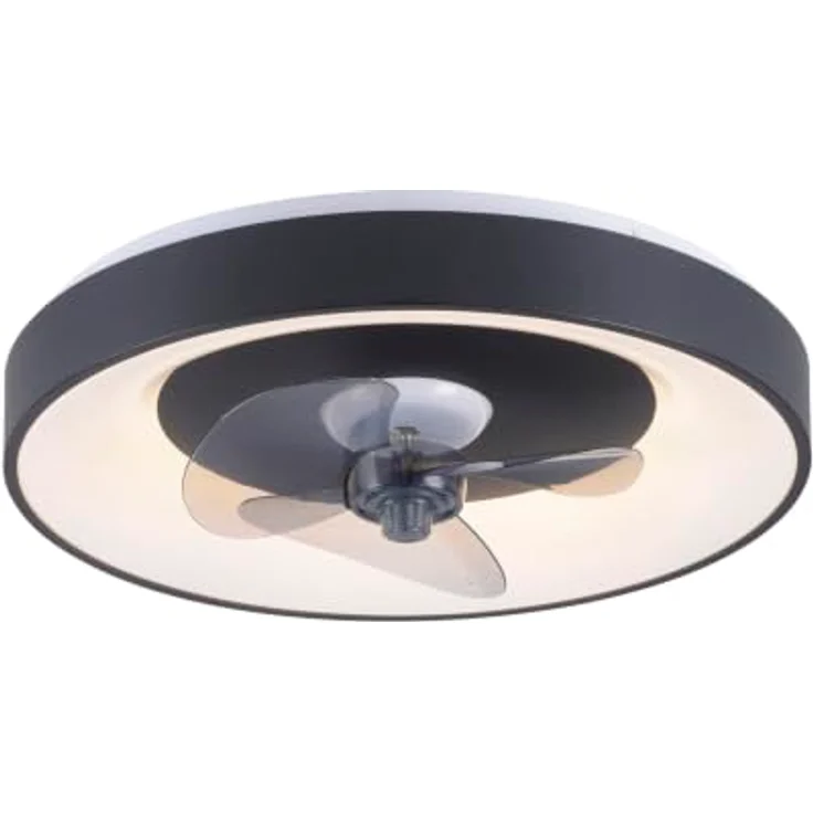 Just Light Venika LED Deckenlampe mit Deckenventilator, Fernbedienung, warmweiß-kaltweiß, schwarz, Timer und Memoryfunktion – Bild 1