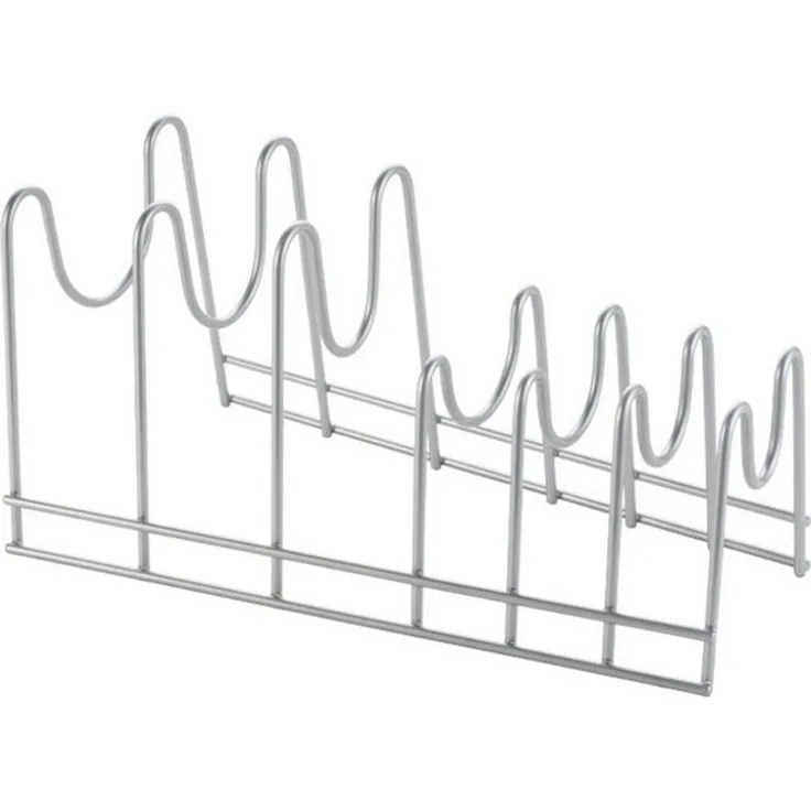 Metaltex Geschirrständer Edelstahl Topf- & Schneidebretthalter, für bis zu 6 Topfdeckel, rostbeständig, stoßfest, antistatisch, Silber