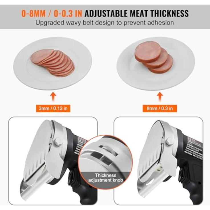 VEVOR Elektrisches Schawarma-Messer KS-100E-1, Edelstahl Kebab-Schneider mit 80 W Power, 2 Klingen und 10 cm Klingendurchmesser – Bild 3