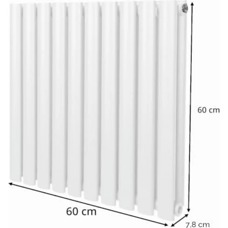 Monster Shop Röhrenheizkörper Oval 600 x 600mm, Horizontaler Wandheizkörper aus glänzendem Weiß Kohlenstoffstahl mit hoher Wärmeleistung 2684 BTU, inkl. Reinigungsbürste und Befestigungsset – Bild 5