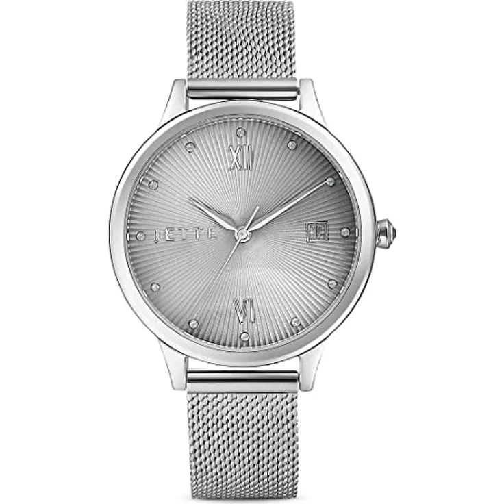 JETTE Quarzuhr Damen-Uhren Analog Quarz, Klassikuhr in IP-Black, IP-Gold oder IP-Rose