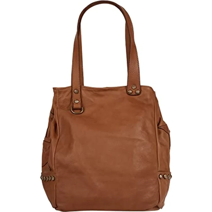 Samantha Look Shopper, echt Leder, Made in Italy, mit Nieten- und Sternenbesatz, braun – Bild 4