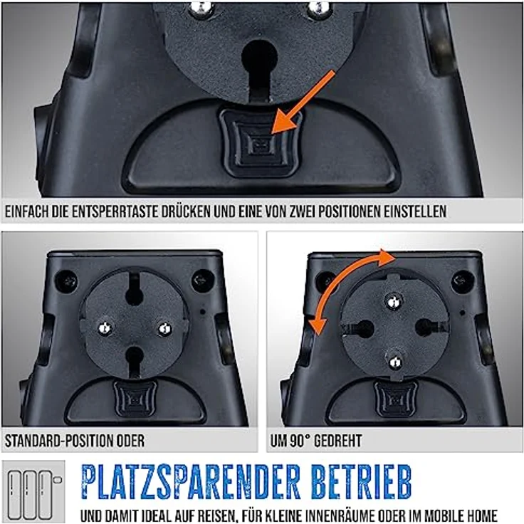 Güde Steckdosen-Heizlüfter GSH 500 K mini (230 V, 500 W Heizleistung, 28,46 m³/h Gebläseleistung, PTC-Keramik Heizelement, 90° drehb. Netzstecker, Timerfunktion, LED-Display, regulierbarer Thermostat) – Bild 5