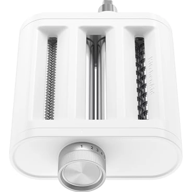 KitchenAid 3-in-1 Nudelvorsatz 5KSM3PPA, Edelstahl Nudelroller, Spaghettischneider und Fettuccine Cutter für KitchenAid Standmixer, 8 einstellbare Dickeinstellungen, inkl. Reinigungsbürste – Bild 2