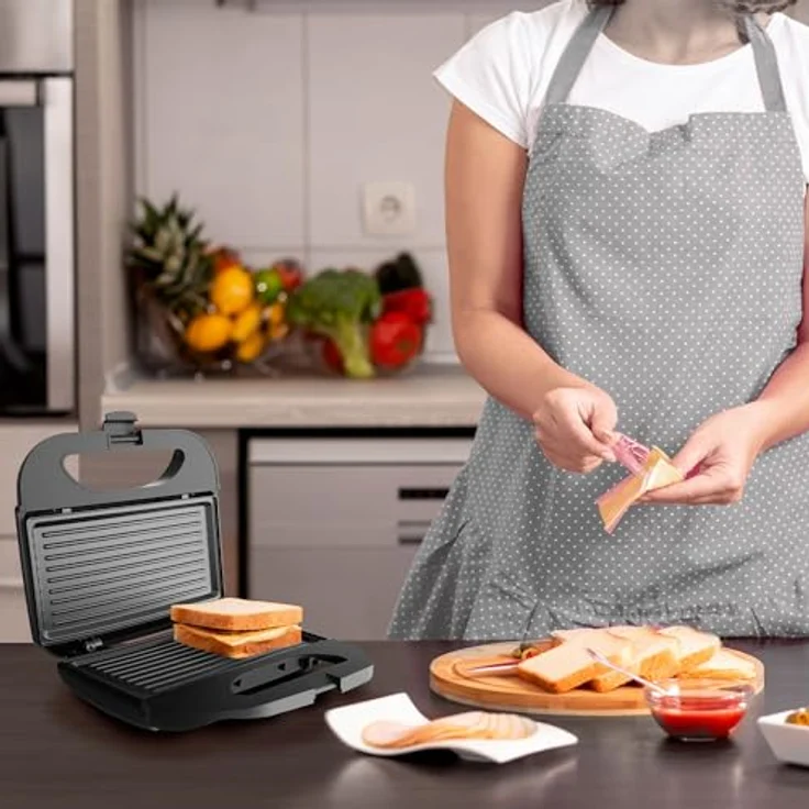 Black + Decker Sandwichmaker BXSA752E/ ES9680130B, 750 W, kompakter Sandwichgrill in Schwarz – Bild 2