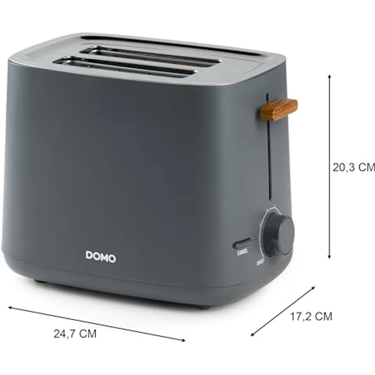 DOMO DO965T Toaster 'Wood You' - für 2 Toasts - matt - grau – Bild 2